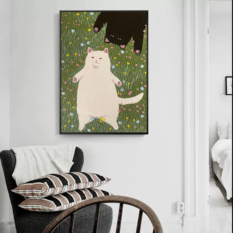 Funny Cute Lovers Cat Can You Sing Me That Until I Stop Poster Canvas Painting Kitty On Grass Wall Art Living Room Home Decor - niceart