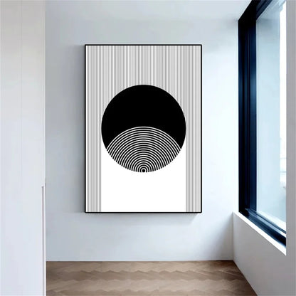 Abstract Geometrical Shapes Art Poster Prints Modern Black White Wall Art Canvas Painting for Living Room Home Decoration - NICEART