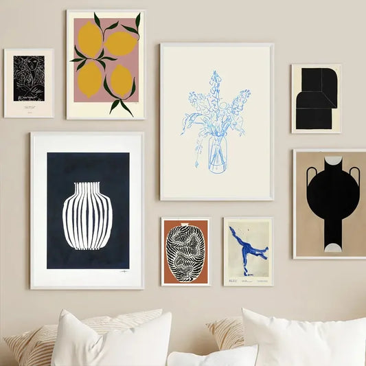 Scandinavian Simple Wall Art Abstract Lines Lemon Vase Geometric HD Canvas Poster Prints Home Bedroom Living Room Decoration - NICEART