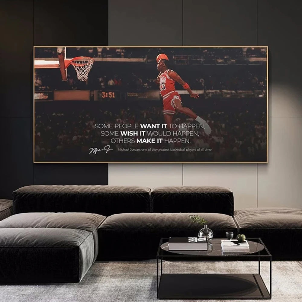 Jordon Quotes Motivational Basketball Posters and Prints Legend Basketball Star Canvas Painting Sport Wall Art Home Decor Mural - NICEART