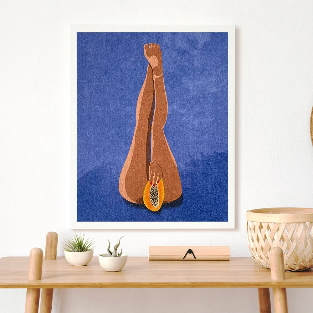 Fruit Love Illustration Raissa Sexy Woman Canvas Painting My Body Banana Wine Poster Print Wall Art Room Home Decor Abstract HD - niceart