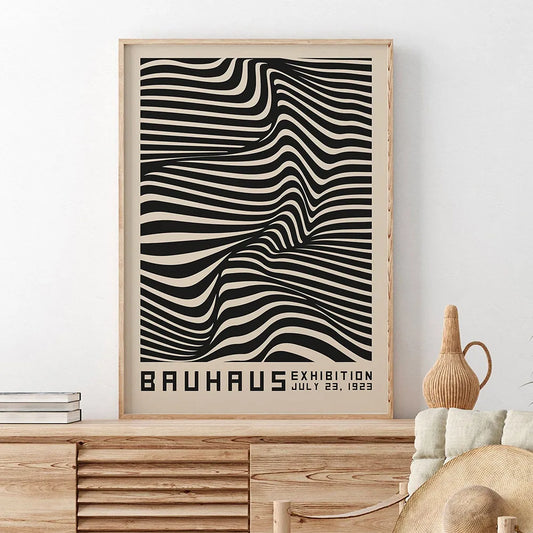 Bauhaus Abstract Illustration Canvas Painting Contemporary Print Vintage Exhibition Poster Black Wall Art Pictures Home Decor - niceart