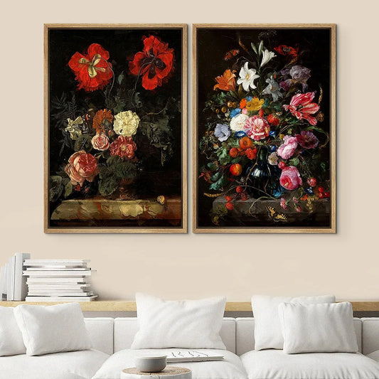 Boho Gallery Wall Prints Abstract Moody Flower Floral Botanical Canvas Painting Nordic Poster Minimalist Picture For Living Room - NICEART