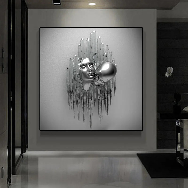 Modern Metal Figure Statue Art Canvas Painting Romantic Abstract Posters and Prints Wall Painting Living Room Home Decor Cuadros - NICEART