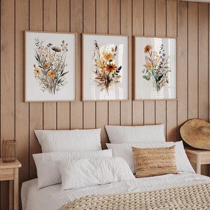 Neutral Watercolor Wildflower Flower Poster Colorful Floral Prints Plant Wall Art Canvas Painting Wall Picture Living Room Decor - NICEART
