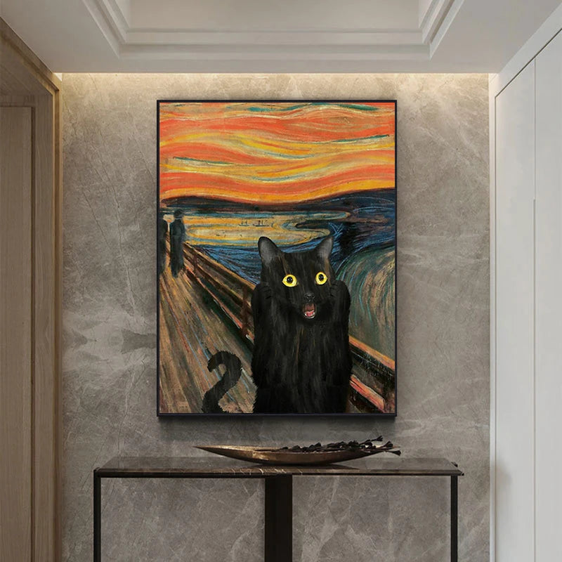 Funny Black Cat Portrait Canvas Paintings Posters and Prints Modern Wall Art Pictures for Living Room Home Decoration Cuadros - niceart