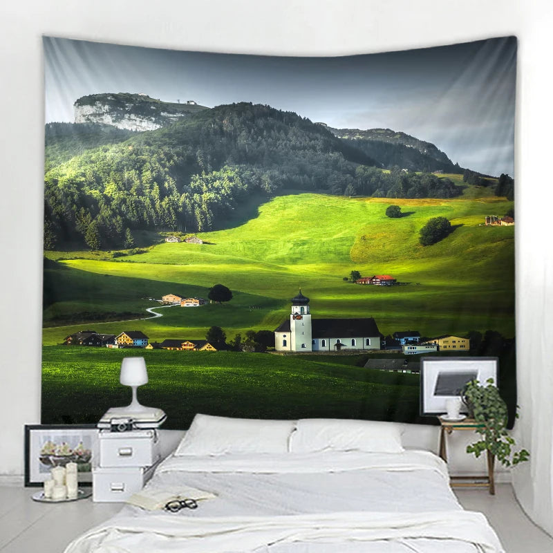 Only beautiful scenery design of 3 d digital print household tapestries