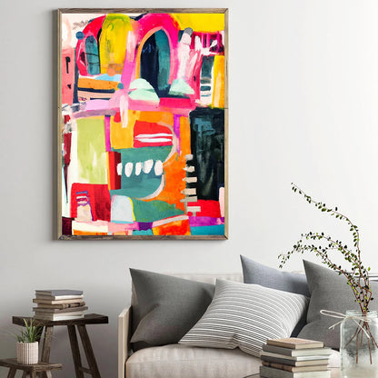 Bold Abstract Colorful Large Modern Gallery Wall Picture Home Decor Modern Vibrant Line Color Block Print Canvas Painting Poster - NICEART