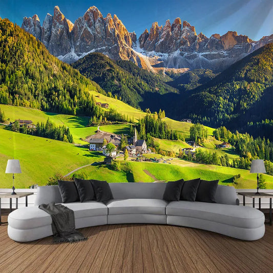 Natural Scenery, Hilly Grassland Tapestry, Art Decoration, Curtain, Hanging, Home, Bedroom, Living Room Decoration