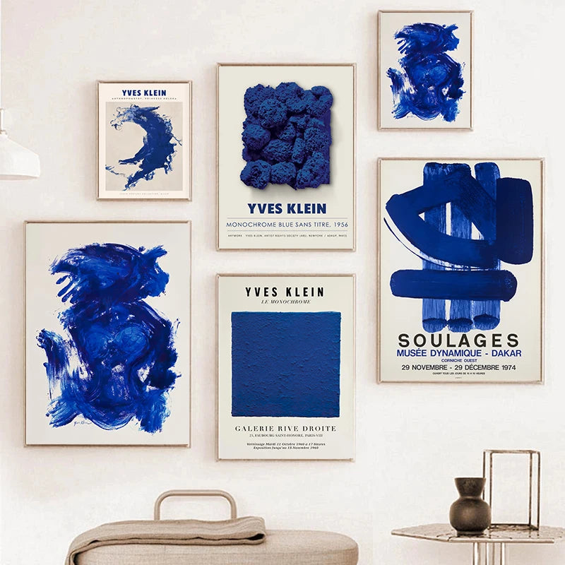 Yves Klein Abstract Blue Soulages Circle Posters And Prints Canvas Painting Nordic Wall Art Pictures For Living Room Home Decor - NICEART