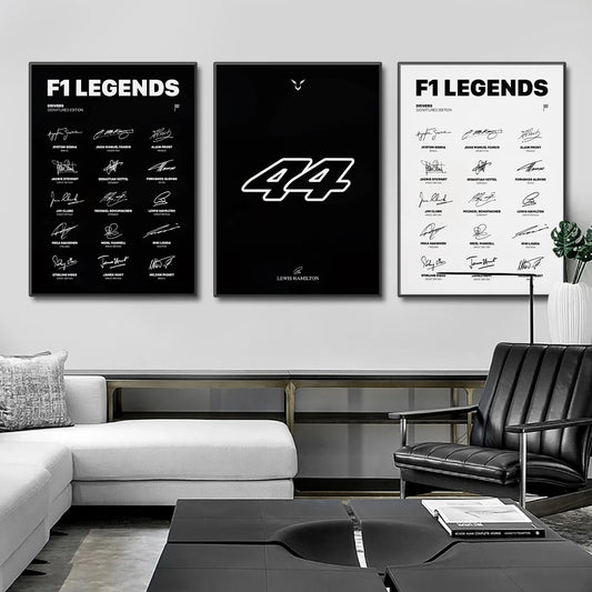 Classic Formula 1 Drivers Legends Signature Edition Wall Art Canvas Poster Print Pictures For Modern Home Decor F1 Fans Gifts - niceart