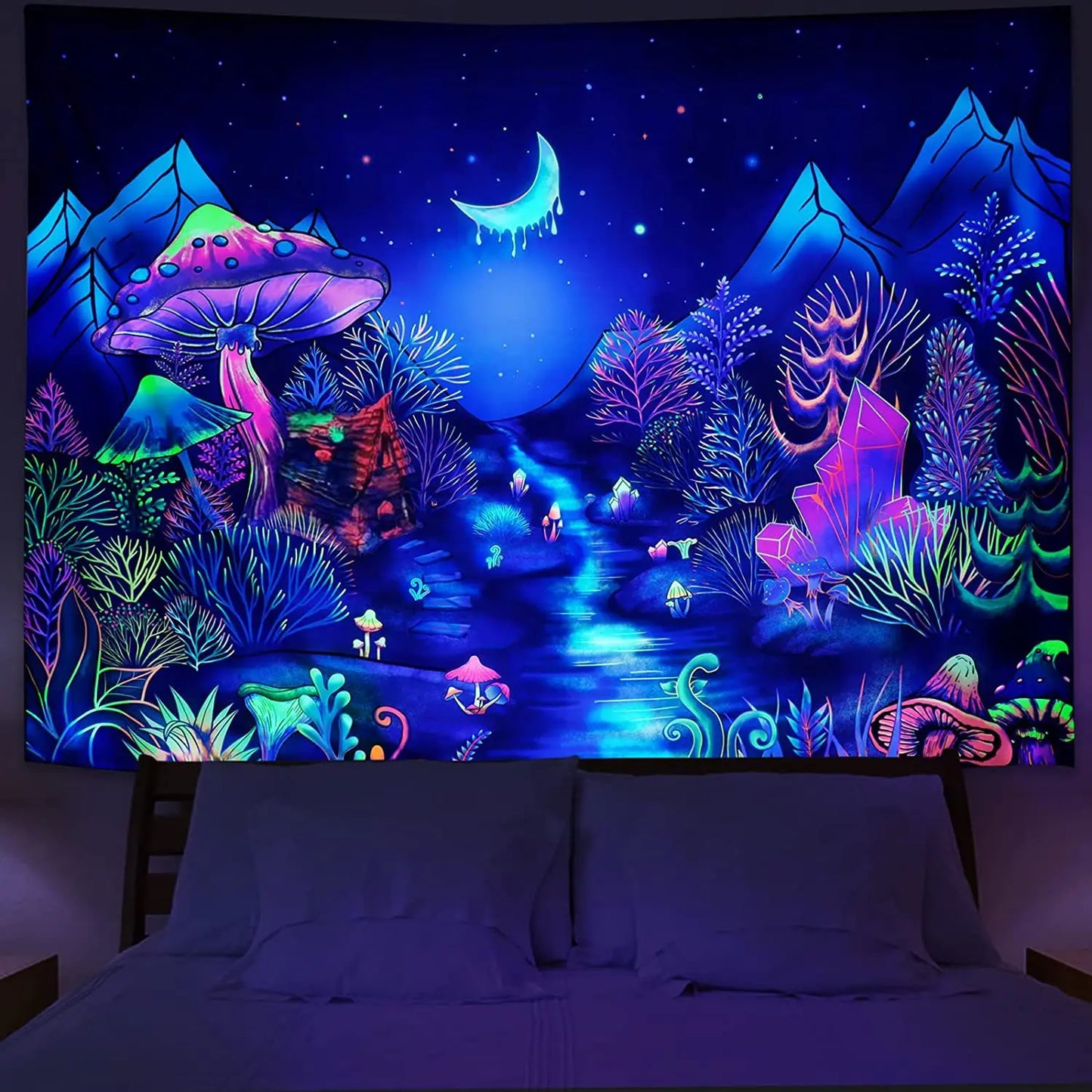 Astronaut UV Fluorescent Tapestry Aesthetics Wall Hanging Hippie  Bedroom Independent Room Decoration
