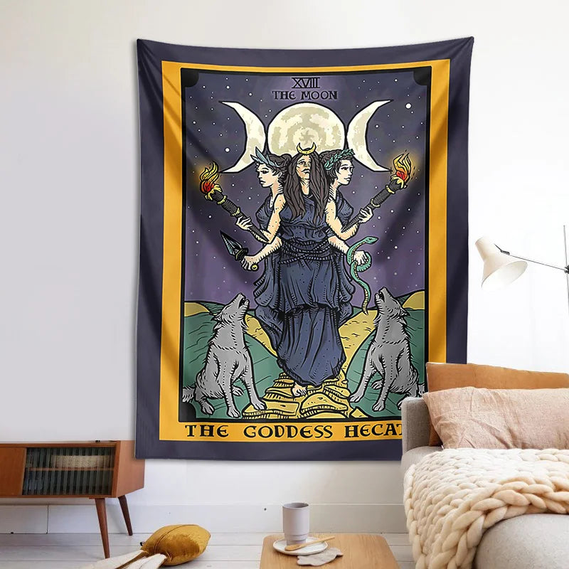 Tarot moon Tapestry Wall Hanging Mandala the  goddess hecate Hippie Astrology Divination Witchcraft Background Wall Decoration