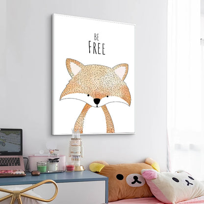 Cute Cartoon Animal Poster for Kid's Room Giraffe Dinosaur Fox Picture Prints Canvas Painting on the Wall Living Room Home Decor - NICEART