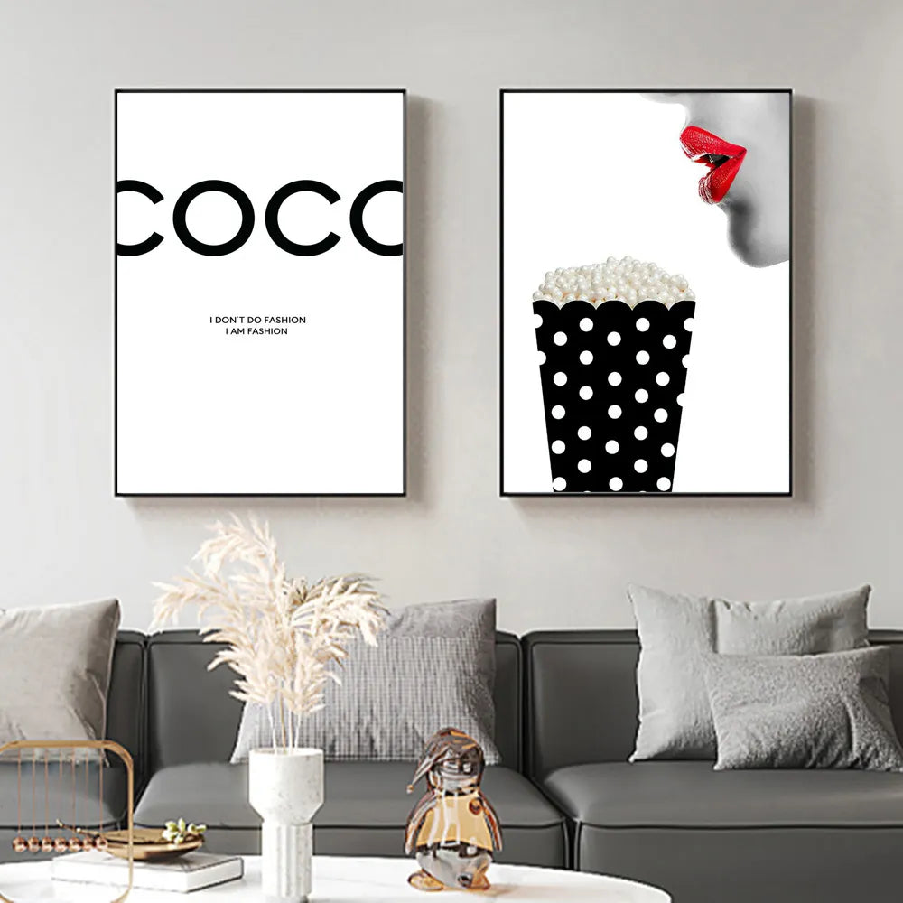 Nordic Luxury Minimalist Perfume Bottle Pop Art Prints Fashion Coco Poster Black White Parfum Giclee Wall Decor Painting - niceart