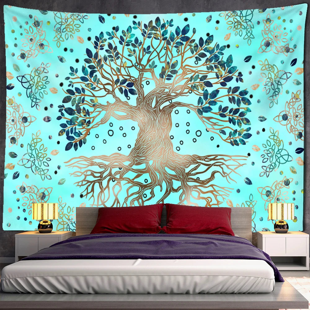 Psychedelic Mysterious Tree of Life Tapestry Wall Hanging Boho Mandala Art Living Room Home Decor Cloth