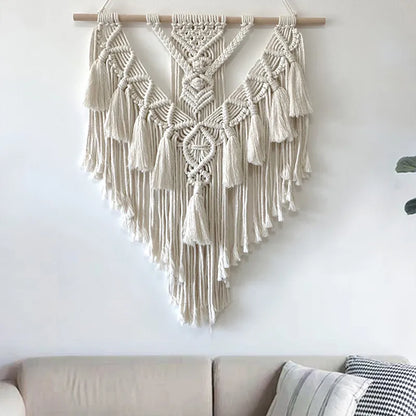 Macrame Woven Wall Hanging Tapestry Boho Chic Bohemian Geometric Art Decor Beautiful Apartment Dorm Home Room Decoration