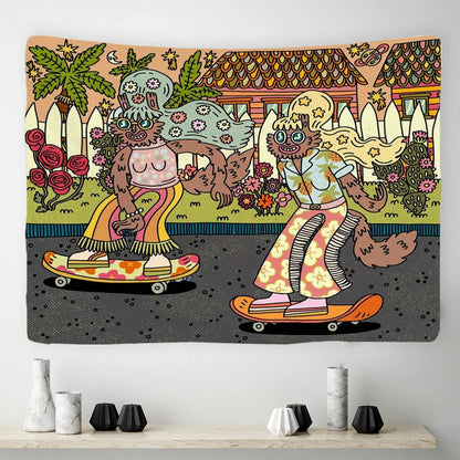 Vintage Rock Hip Hop 70s 60s Hippie Tapestry Wall Hanging Tapestries Living Room Home Cartoon Animal Dorm Decor Psychedelic Wall