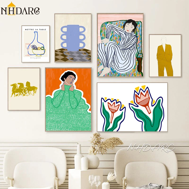 Canvas Print Painting Wall Art Unique Design of Niche Retro Fashion Posters Character Plant Abstract Living Room Home Decoration - NICEART