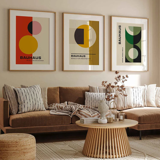 Bauhaus Style Wall Art Canvas Poster Prints Picture Mid Century Creative Geometric Pattern Painting for Modern Living Room Decor - NICEART