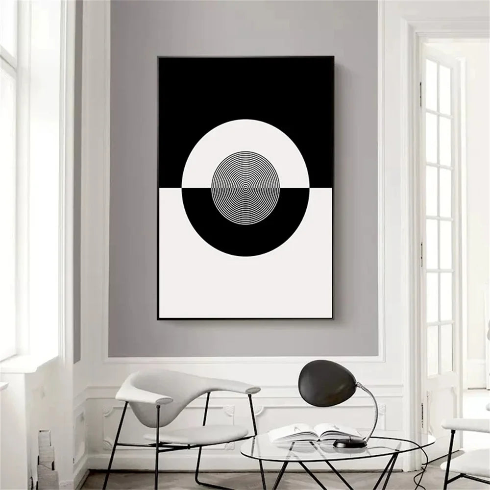 Abstract Geometrical Shapes Art Poster Prints Modern Black White Wall Art Canvas Painting for Living Room Home Decoration - NICEART
