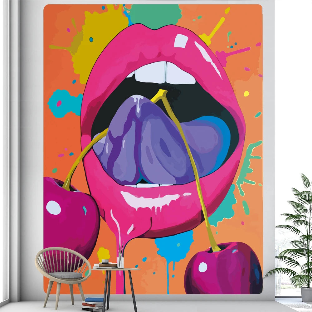 Beautiful character graffiti psychedelic scene home decoration tapestry hippie noshian room decorative background wall