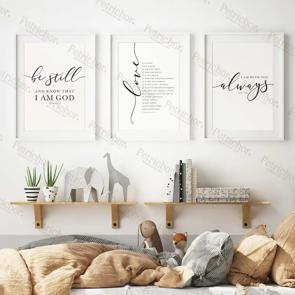 Bible Verse Be Still Love Is Patient Scripture Christian Wall Art Prints Canvas Painting Poster Pictures Living Room Home Decor - NICEART