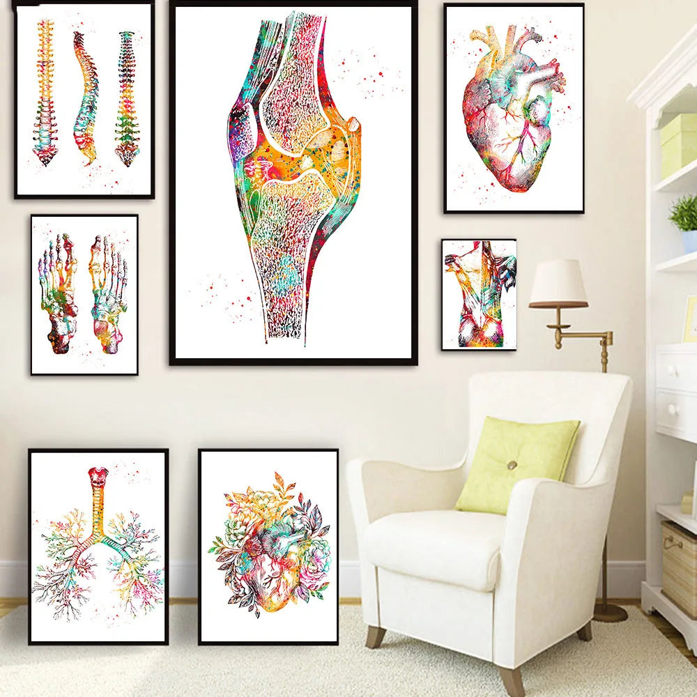Human Anatomy Muscles System Wall Art Canvas Painting Posters And Prints Body Map Wall Pictures Medical Education Home Decor - NICEART