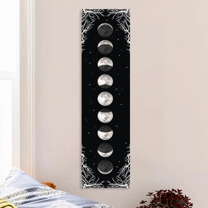 Moon Phase Tapestry Black and White starry sky Wall Hanging Moon Throw Blanket Home Decor Wall Hanging Bohemian Wall Cloth Mural