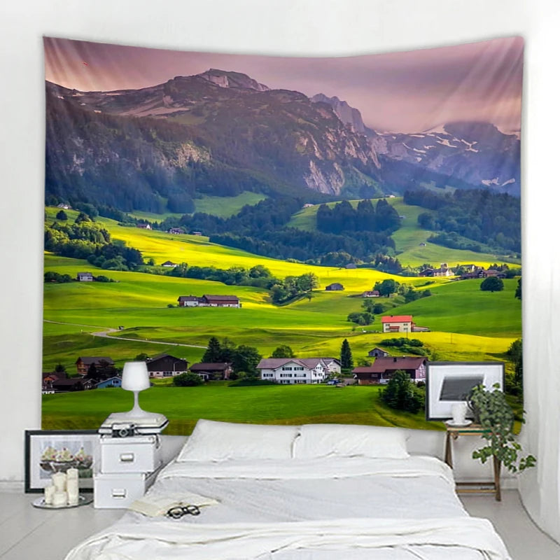 Only beautiful scenery design of 3 d digital print household tapestries