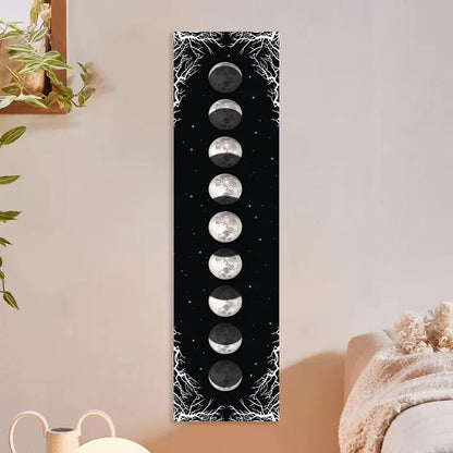 Moon Phase Tapestry Black and White starry sky Wall Hanging Moon Throw Blanket Home Decor Wall Hanging Bohemian Wall Cloth Mural