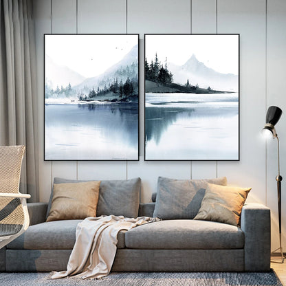 Abstract Landscape Oil Painting Prints Watercolor Mountain Poster Nature Canvas Print Modern Minimal Wall Canvas Painting Decor - NICEART