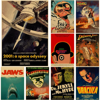 Old Movie Posters Classic Film Jaws Retro Kraft Paper Vintage Room Home Bar Cafe Decor Gift Print Aesthetic Art Wall Paintings - NICEART