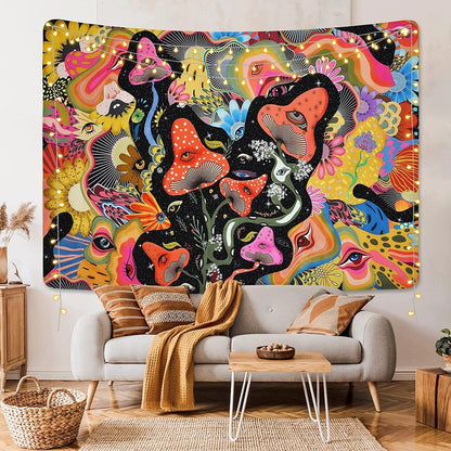 Psychedelic Mushroom Tapestry Divination Psychic Wall Hanging Hippie Boho Cute Room Decoration  Magic Tapestries Art Home Decor