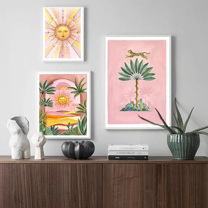 Sun Cactus Leaf Frameless Canvas Painting Decorative Art Printing Poster Image Home Living Room Bedroom Decoration - NICEART