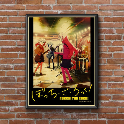 Anime Bocchi The Rock Retro Poster Ikuyo Kita Ryo Yamada Nijika Ijichi Prints Vintage Home Room Bar Cafe Art Wall Decor Painting - NICEART