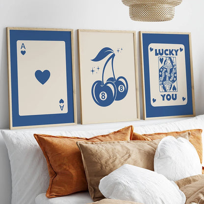 Retro Trendy Aesthetic Lucky You Blue Funny Wall Art Canvas Painting Nordic Posters Prints Wall Pictures For Living Room Decor - NICEART