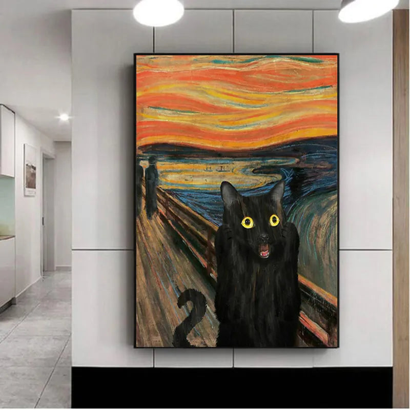 Funny Black Cat Portrait Canvas Paintings Posters and Prints Modern Wall Art Pictures for Living Room Home Decoration Cuadros - niceart