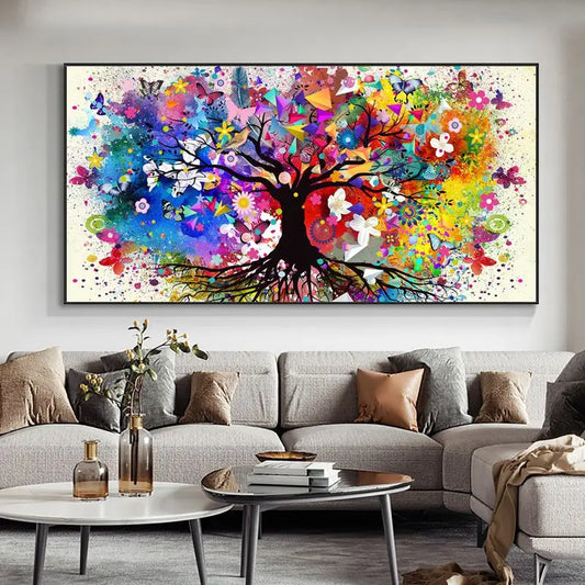 Abstract Colorful Tree Wall Art Canvas Painting Pictures Nordic Posters and Prints Living Room Home Decoration Wall Painting - NICEART