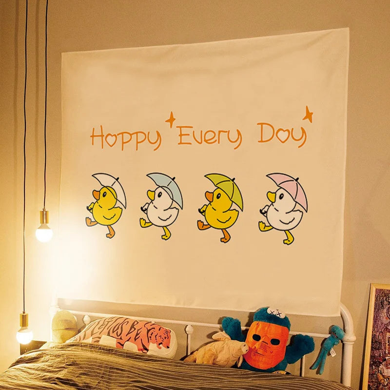 anime Cute Duck Background Cloth Room Decor Kawaii Tapestry Teen Room Decor Posters and Prints Garden Posters for Outside