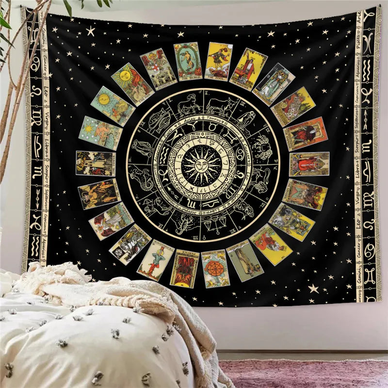 Psychedelic Mushroom Tapestry Indian Tapestry Wall Hanging Bohemian Psychedelic Witchcraft Sunn Moon Tapestry Tapiz