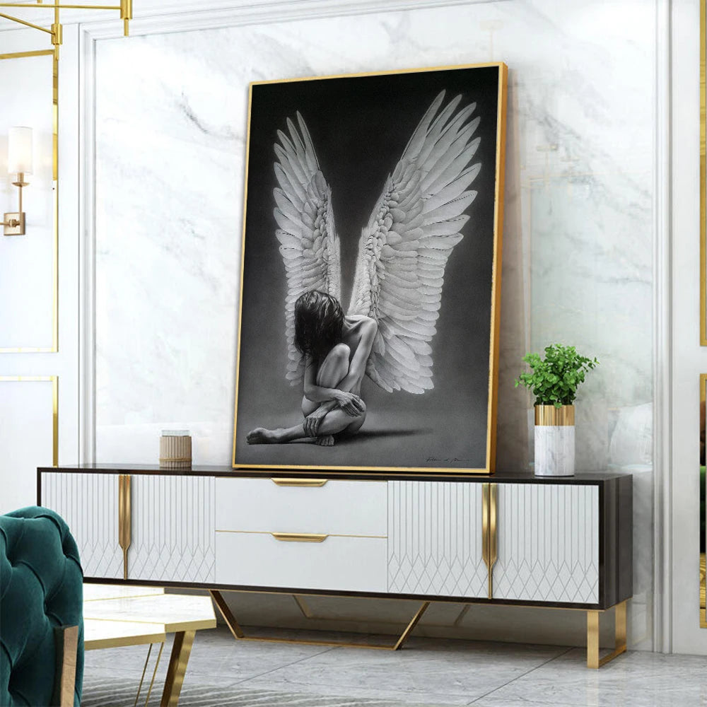 Beauty Angel Girl Poster Gothic Fashion Artwall Art Canvas Painting For Living Room Wall Modern Decorative Pictures Home Decor - NICEART