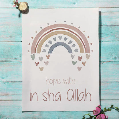 Islamics Child Sun Rainbow Alhamdulillah Wall Art Canvas Painting Nursery Posters And Prints Wall Pictures Baby Kids Room Decor - NICEART