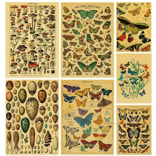 Vintage Botanical Educational Poster Nostalgia Kraft Paper Posters Harajuku Fashion Style Decoration Fish Wall Stickers Painting - NICEART