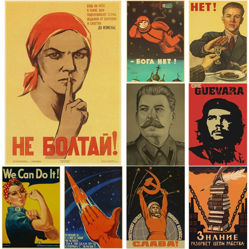 Soviet USSR CCCP Posters Retro Kraft Paper Prints Celebrity Stalin Vintage Home Room Cafe Bar Art Wall Decor Aesthetic Painting - NICEART