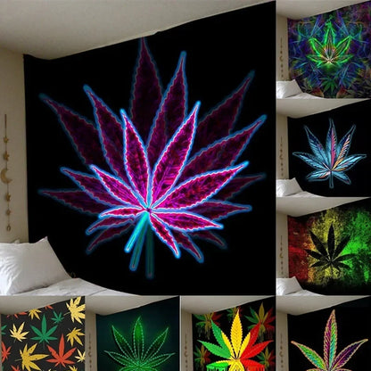 3D Printed Marijuana Leaf Wall Hanging Bedroom Tapestry Hippie Background   Dormitory Room Home Decoration