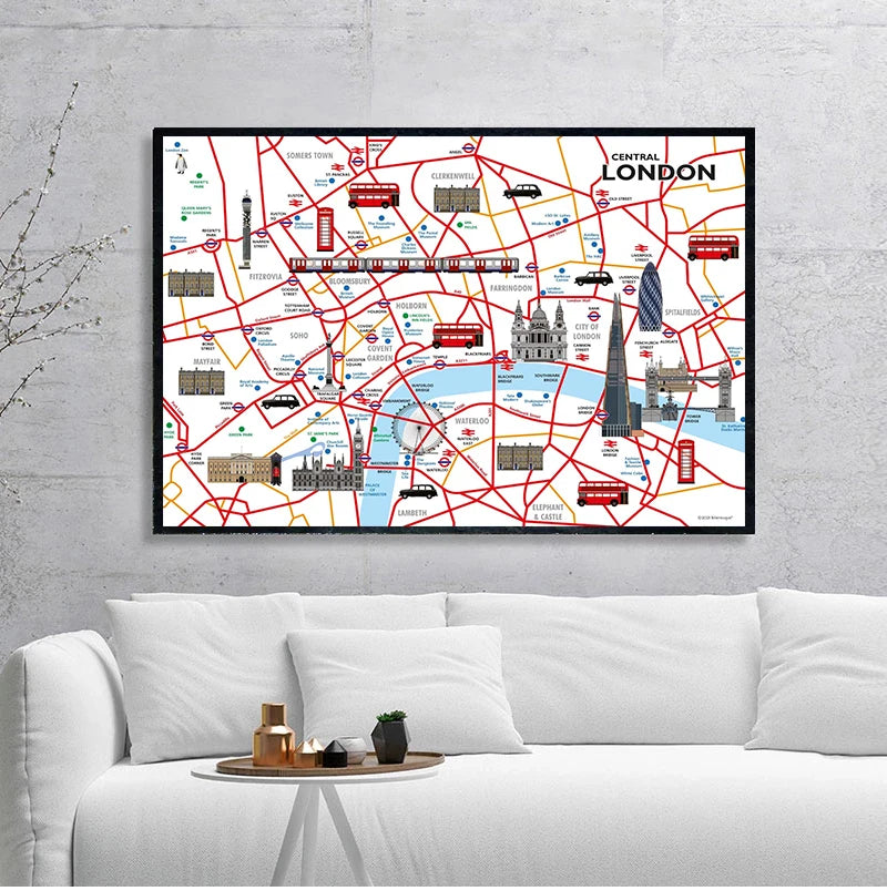 Modern Art London Block Building Traffic Map Canvas Painting and Printmaking Home Decoration in the Living Room Picture - NICEART