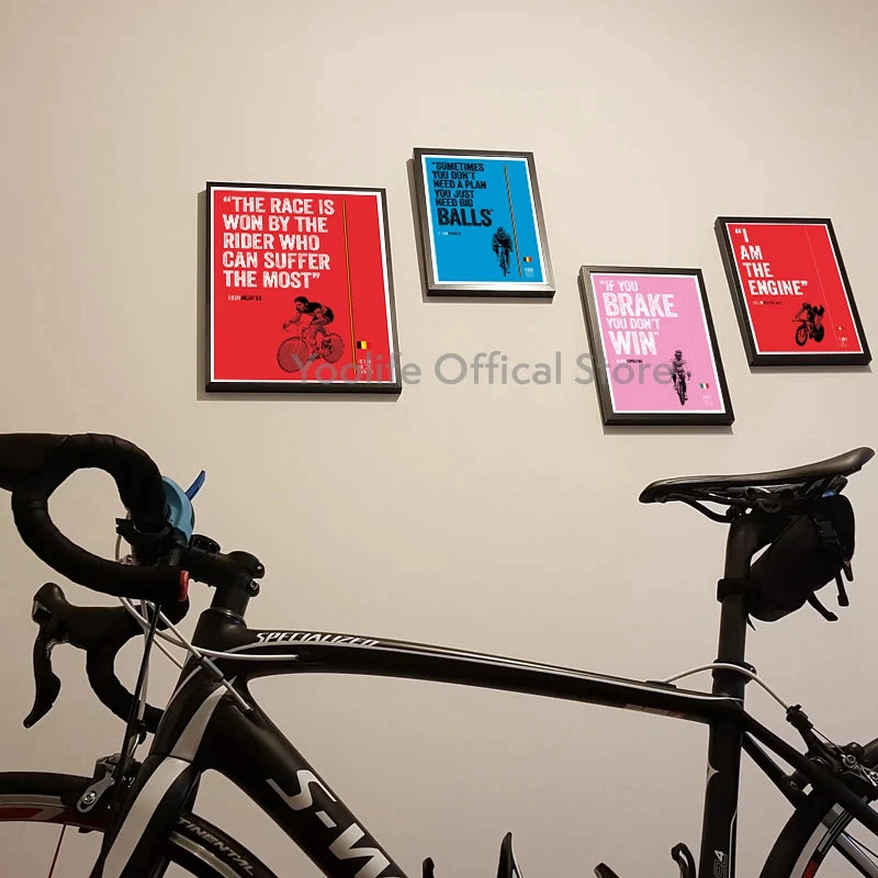 Cycling Motivation Rider Quotes Poster Vintage Bicycle Prints The Race is Won Eddy Merckx Quote Art Canvas Painting Bike Decor - NICEART