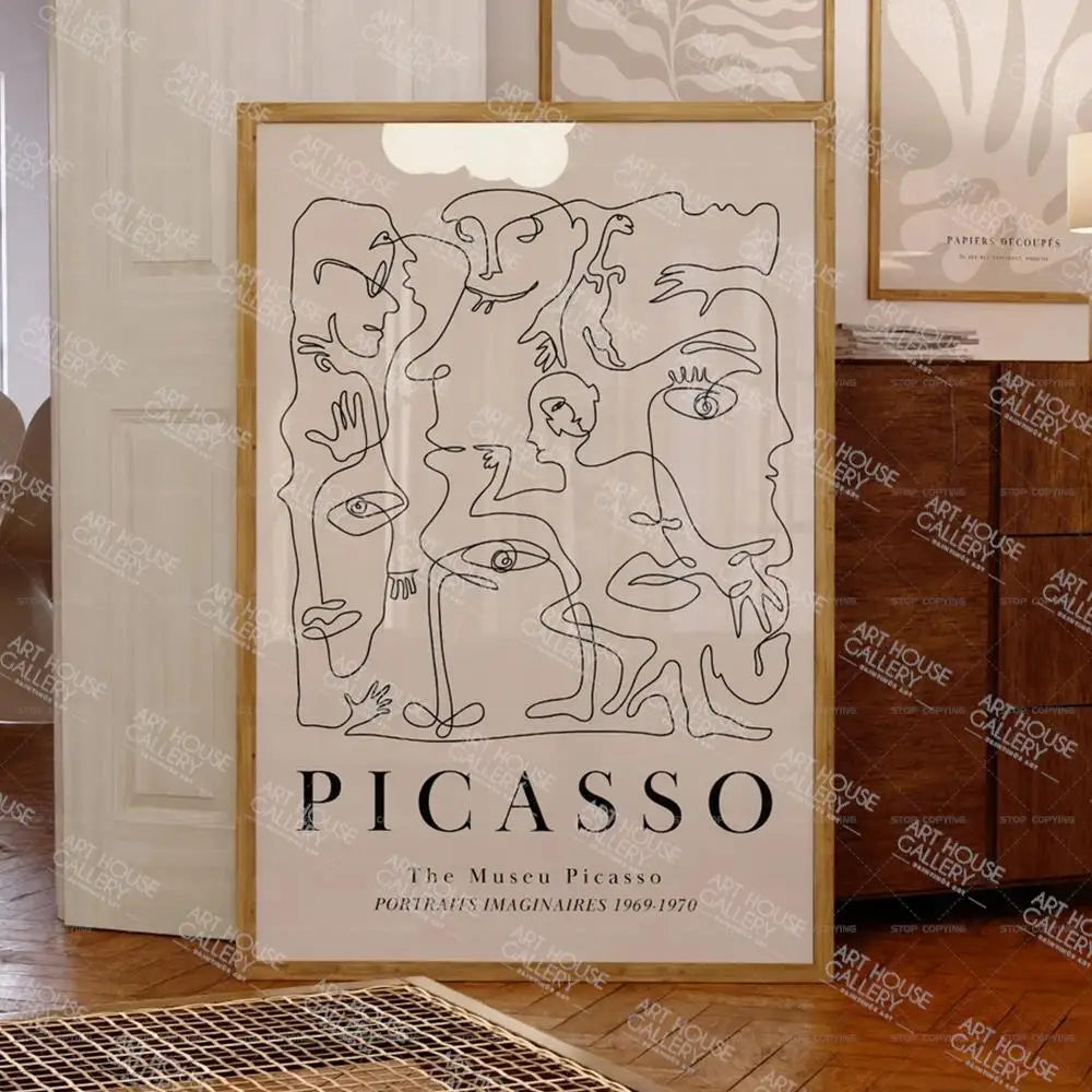 Mid Century Neutral Gallery Beige Matisse Picasso Exhibition Gift Wall Art Canvas Painting Posters For Living Room Home Decor - NICEART