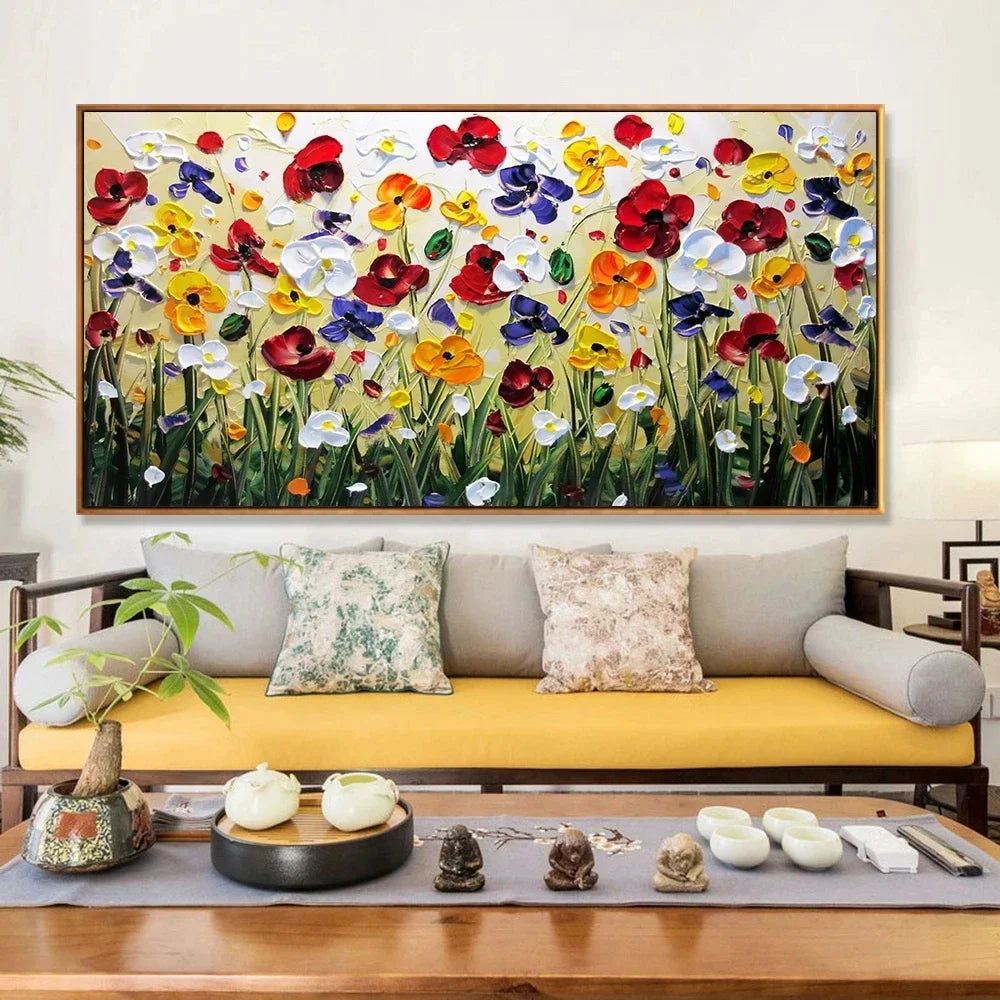 Hot Nordic Art Abstract Flowers Oil Painting on Canvas Wall Art Posters and Prints Wall Pictures Living Room Home Cuadros Decor - NICEART